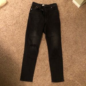 FREE PEOPLE super high rise straight black jeans